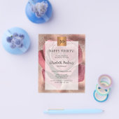 Roos gouduitnodiging voor budgetverjaardag flyer (Enkel)