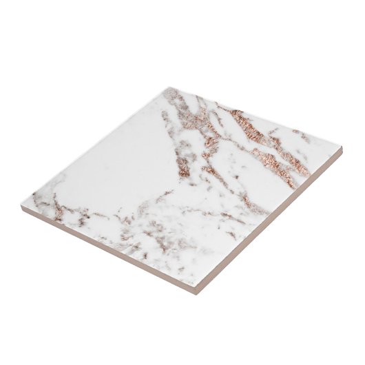 Roos goudvezel tegeltje (Zijkant)