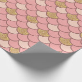 Roos goudvisschaalpatroon met glittereffect cadeaupapier (Hoek)