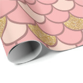 Roos goudvisschaalpatroon met glittereffect cadeaupapier (Rol Hoek)