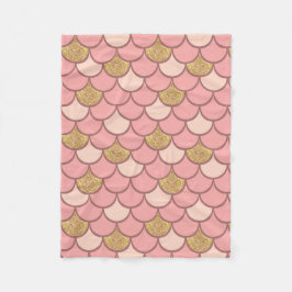 Roos goudvisschaalpatroon met glittereffect fleece deken