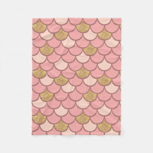 Roos goudvisschaalpatroon met glittereffect fleece deken