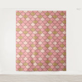 Roos goudvisschaalpatroon met glittereffect wandkleed (Voorkant)
