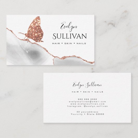 roos goudvlinder en witte gewas visitekaartje (Voorkant / Achterkant)