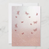 Roos goudvlinder tiara Quinceañera Kaart (Achterkant)