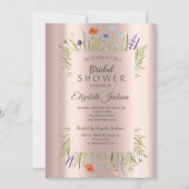 Roos goudVrijgezellenfeest van wilde bloemen Kaart (Voorkant)