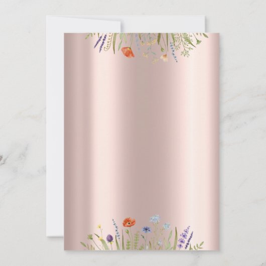 Roos goudVrijgezellenfeest van wilde bloemen Kaart (Achterkant)