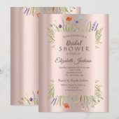 Roos goudVrijgezellenfeest van wilde bloemen Kaart (Voorkant / Achterkant)