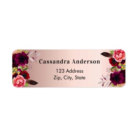 Roos goudvuurwapens geven hun adreslabel terug etiket (Voorkant)