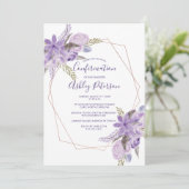 Roos goudwaterverf paars flor bevestiging kaart (Staand voorkant)