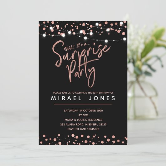 Roos goudwinning uitnodiging (Staand voorkant)