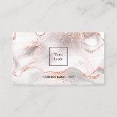 Roos goudwitte gewas marmer QR code logo Visitekaartje (Voorkant)