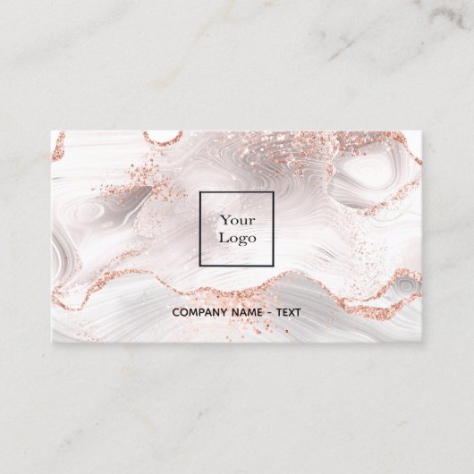 Roos goudwitte gewas marmer QR code logo Visitekaartje (Voorkant)