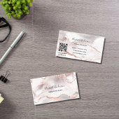 Roos goudwitte gewas marmer QR-code Visitekaartje