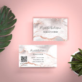 Roos goudwitte gewas marmer QR-code Visitekaartje