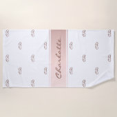 Roos goudwitte monogram moderne elegantnaam strandlaken (Voorkant)