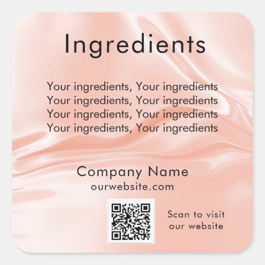 Roos goudzijde product ingrediënt qr code vierkante sticker (Voorkant)