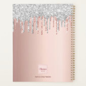 Roos goudzilver glitterroze monigram planner (Achterkant)