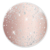 Roos goudzilverglitterstof giststof keramische knop (Voorkant)