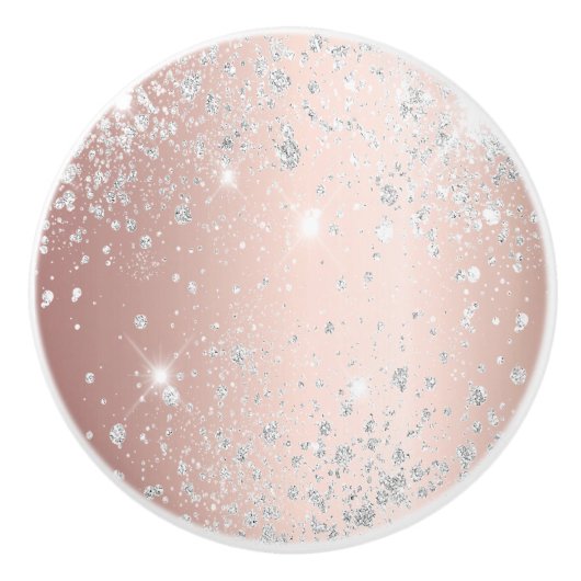 Roos goudzilverglitterstof giststof keramische knop (Voorkant)