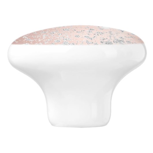 Roos goudzilverglitterstof giststof keramische knop (Zijkant)