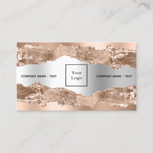 Roos goudzilvervormer marmer logo QR-code Visitekaartje (Voorkant)