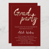 Roos Graduation Party Script Afstudeerder Burgundy Kaart (Voorkant / Achterkant)