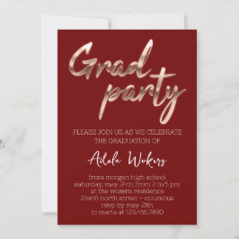 Roos Graduation Party Script Afstudeerder Burgundy Kaart