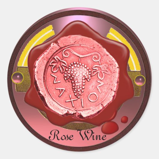 ROOS GRAPE WINE RED WAX SEAL RONDE STICKER (Voorkant)