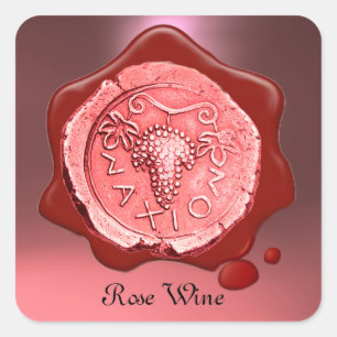 ROOS GRAPE WINE RED WAX SEAL VIERKANTE STICKER