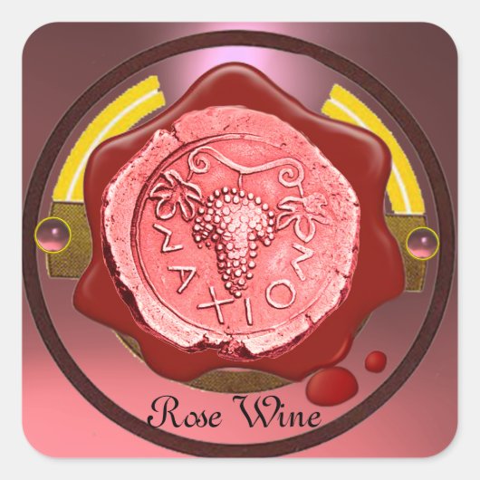 ROOS GRAPE WINE RED WAX SEAL VIERKANTE STICKER (Voorkant)