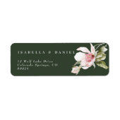 Roos Green Magnolia Wedding Return Address Label (Voorkant)