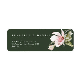 Roos Green Magnolia Wedding Return Address Label