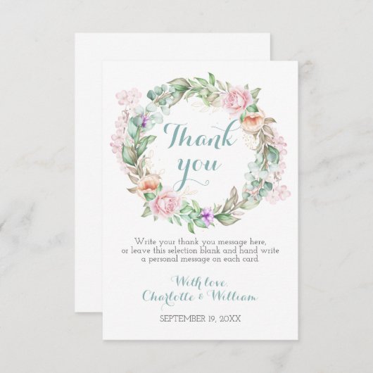 Roos Greenery 60th Diamond Wedding Jubileum Bedankkaart (Voorkant / Achterkant)