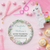 Roos Greenery 60th Diamond Wedding Jubileum Papieren Bordje (Feest)