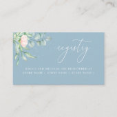 Roos Greenery Elegant Dusty Blue Wedding Registry Informatiekaartje (Voorkant)