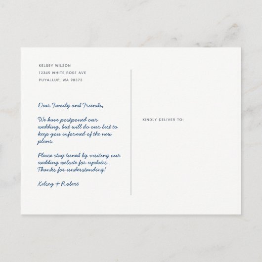 Roos Greenery Wood Rustic Wedding Verander de datu Aankondigingskaart (Achterkant)