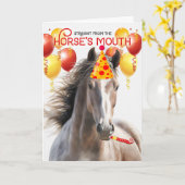 Roos Grey Horse Funny Birthday Kaart (Gele Bloem)