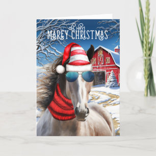Roos Grey Horse Funny MAREy Christmas Feestdagen Kaart