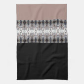 Roos grijs blauw en zwart modern theedoek (Verticaal)