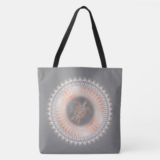 Roos Grijze schildpad Mandala Tote Bag (Voorkant)