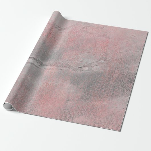 Roos Grijze Zilverkleurige Abstracte Kleetsteenbor Cadeaupapier (Uitgerold)