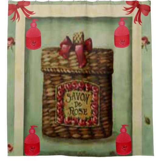 roos groen zeep douchegordijn (Voorkant)