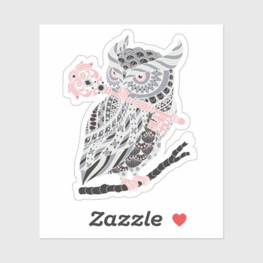 Roos Grote Gehoornde Uil Sticker (Vel)