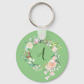 Roos Guirlande Monogram Script Sleutelhanger (Voorkant)