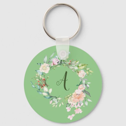 Roos Guirlande Monogram Script Sleutelhanger (Achterkant)