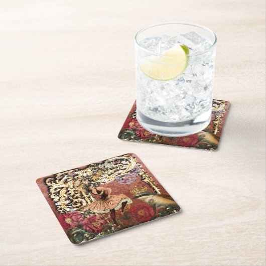  Roos Gypsy Dancer Franse Collage Kartonnen Onderzetters (Insitu)