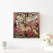  Roos Gypsy Dancer Franse Collage Vierkante Klok (Huis)