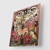  Roos Gypsy Dancer Franse Collage Vierkante Klok (Hoek)