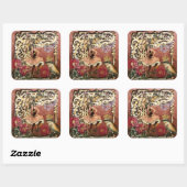 Roos Gypsy Dancer Franse Collage Vierkante Sticker (Vel)